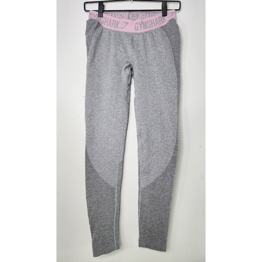 Gymshark Womens Size Medium Gray Pink Workout Athletic Leggings Pants 23x28